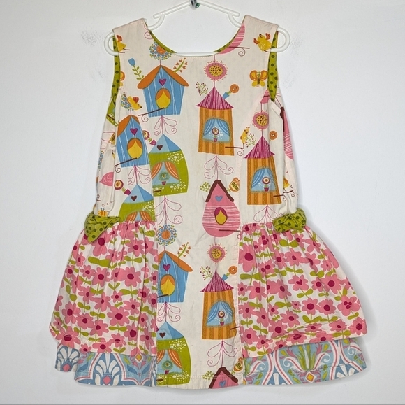 Jelly the Pug Iris collection Alexis colorful floral birdhouse cotton dress 6 - Picture 1 of 8